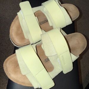 Birkenstock Suede Sandals - Faded Lime